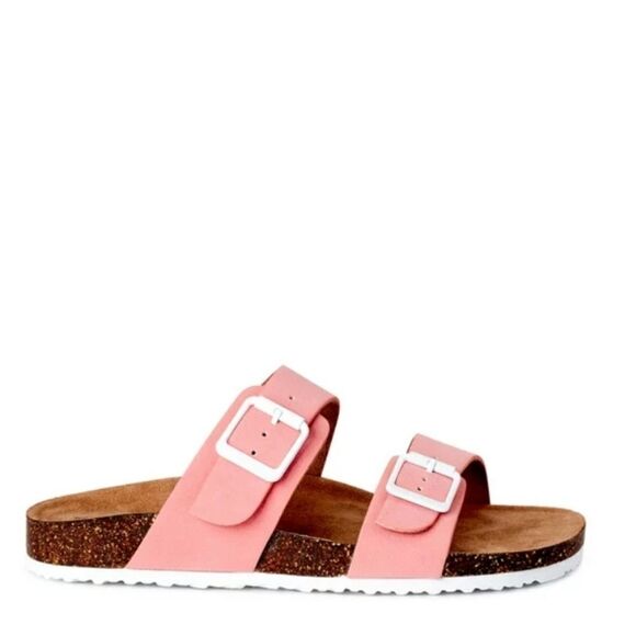 Time and Tru Women's Coral Two-Band Footbed Slides - NEW - Picture 1 of 7